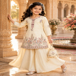 Girls Premium Embroidered Sharara Palazzo Set